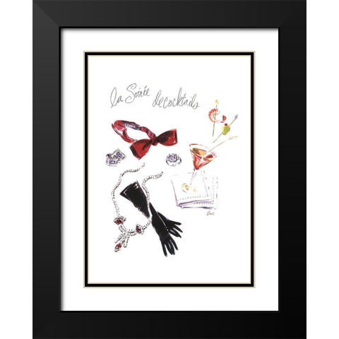 La Soirée de Cocktails Black Modern Wood Framed Art Print with Double Matting by Amico, Tina