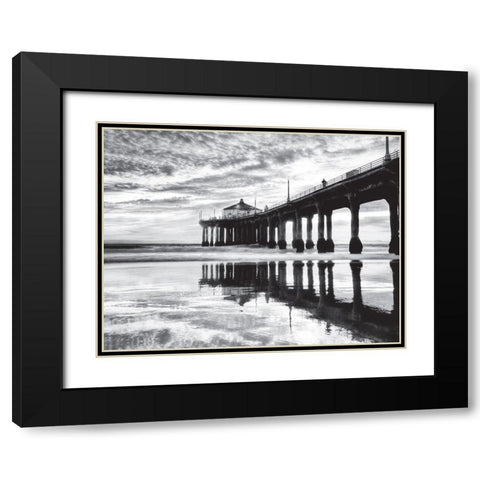 Manhattan Beach Pier, California Black Modern Wood Framed Art Print with Double Matting by Anonymous