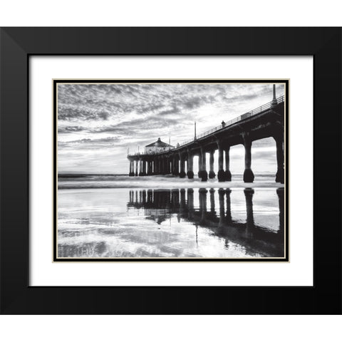 Manhattan Beach Pier, California Black Modern Wood Framed Art Print with Double Matting by Anonymous