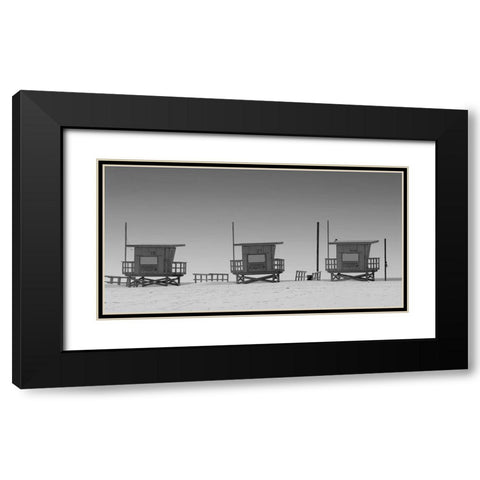 Lifeguard Shacks, Venice Beach Black Modern Wood Framed Art Print with Double Matting by Anonymous