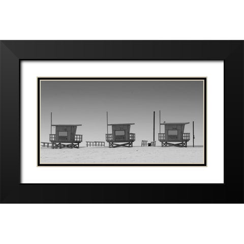 Lifeguard Shacks, Venice Beach Black Modern Wood Framed Art Print with Double Matting by Anonymous