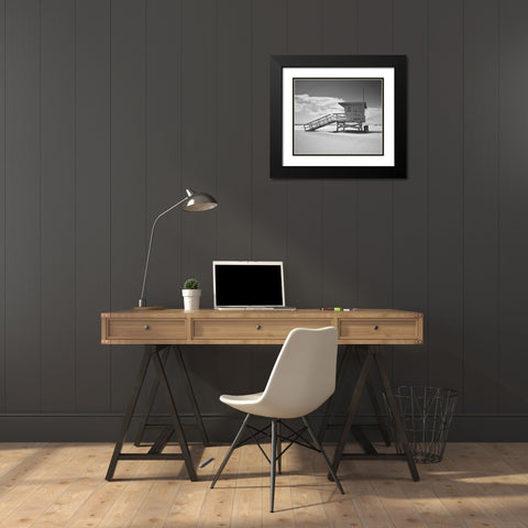 Santa Monica Beach in Color Black Modern Wood Framed Art Print with Double Matting by Anonymous