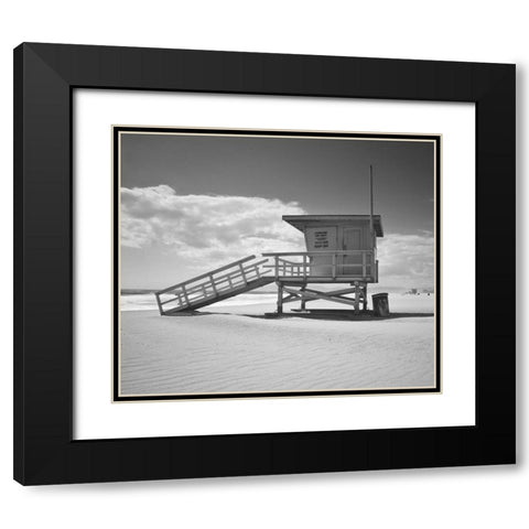 Santa Monica Beach in Color Black Modern Wood Framed Art Print with Double Matting by Anonymous