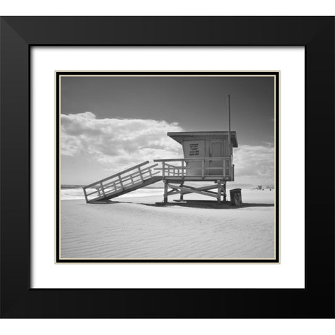 Santa Monica Beach in Color Black Modern Wood Framed Art Print with Double Matting by Anonymous