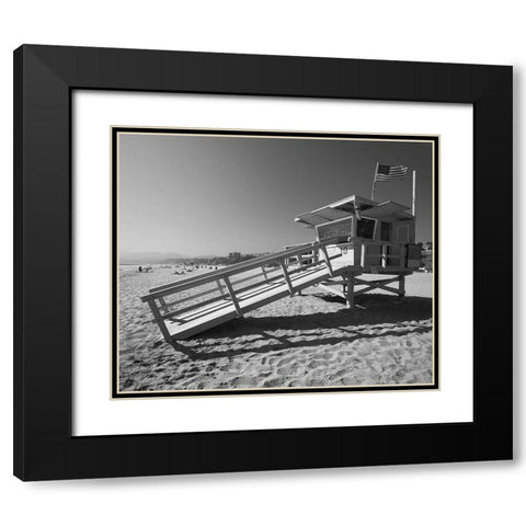 California Lifeguard Stand Black Modern Wood Framed Art Print with Double Matting by Anonymous