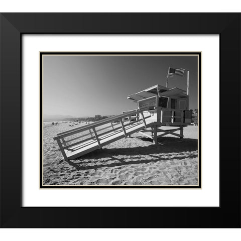 California Lifeguard Stand Black Modern Wood Framed Art Print with Double Matting by Anonymous