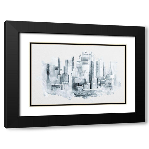 Manhattan Aquarell Black Modern Wood Framed Art Print with Double Matting by Anonymous