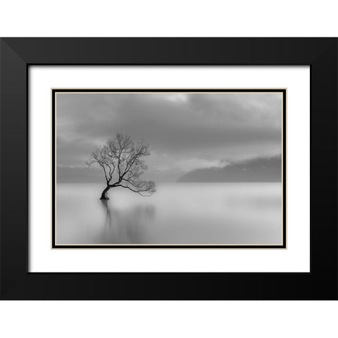 Quiet Times Black Modern Wood Framed Art Print with Double Matting by Anonymous