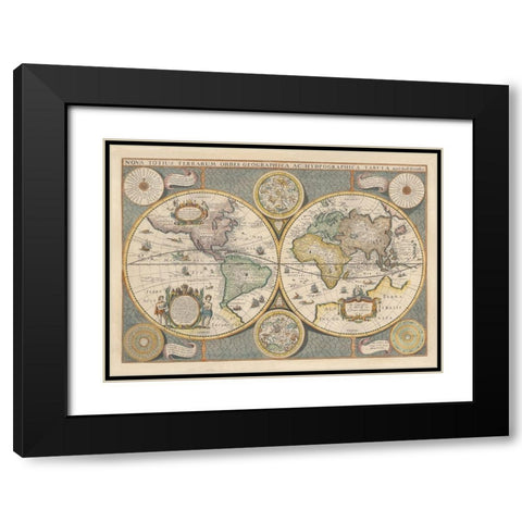 Nova Totius Terrarium, 1642 Black Modern Wood Framed Art Print with Double Matting by Hondius, Jodocus