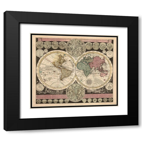 Planisphaerium Black Modern Wood Framed Art Print with Double Matting by Visscher, Nicholas