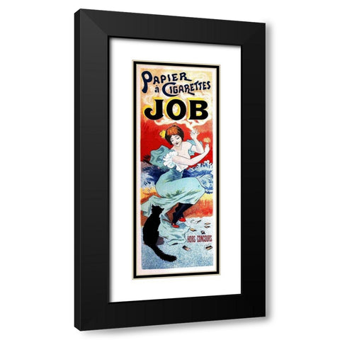 Papier A Cigarettes Black Modern Wood Framed Art Print with Double Matting by Cheret, Jules