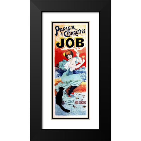Papier A Cigarettes Black Modern Wood Framed Art Print with Double Matting by Cheret, Jules