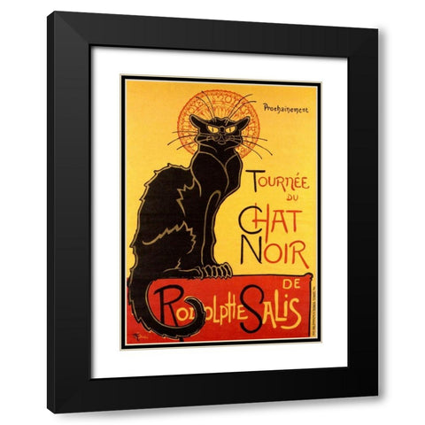 Le Chat Noir, 1896 Black Modern Wood Framed Art Print with Double Matting by Steinlen, Theophile