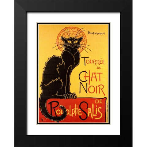 Le Chat Noir, 1896 Black Modern Wood Framed Art Print with Double Matting by Steinlen, Theophile