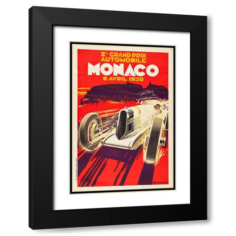Monaco 1930 Black Modern Wood Framed Art Print with Double Matting by Falcuccci, Robert