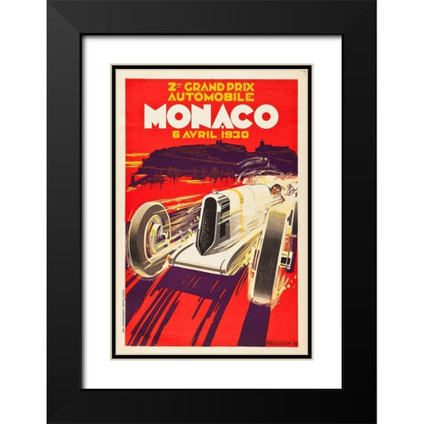 Monaco 1930 Black Modern Wood Framed Art Print with Double Matting by Falcuccci, Robert