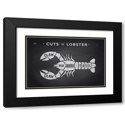 Cuts of Lobster Black Modern Wood Framed Art Print with Double Matting by Foxys Graphics