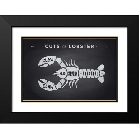 Cuts of Lobster Black Modern Wood Framed Art Print with Double Matting by Foxys Graphics