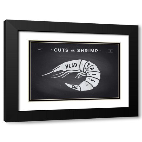 Cuts of Shrimp Black Modern Wood Framed Art Print with Double Matting by Foxys Graphics