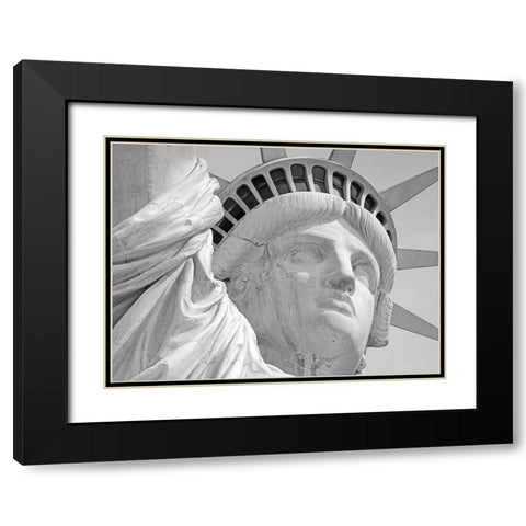Lady Liberty Portrait Black Modern Wood Framed Art Print with Double Matting by Anonymous