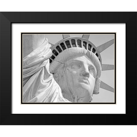 Lady Liberty Portrait Black Modern Wood Framed Art Print with Double Matting by Anonymous