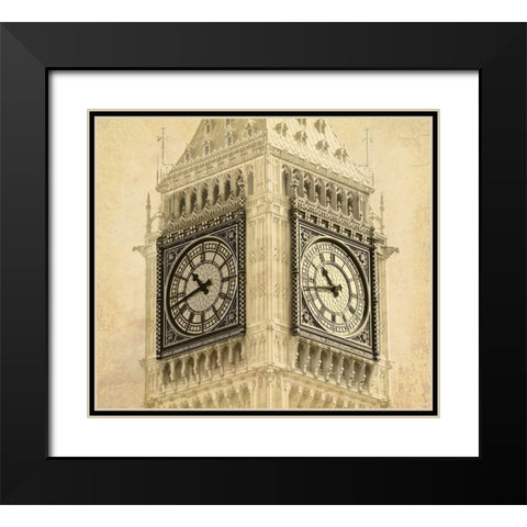 Big Ben Vintage Black Modern Wood Framed Art Print with Double Matting by Anonymous