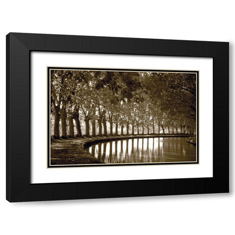 Tree Line at Pond Black Modern Wood Framed Art Print with Double Matting by Anonymous