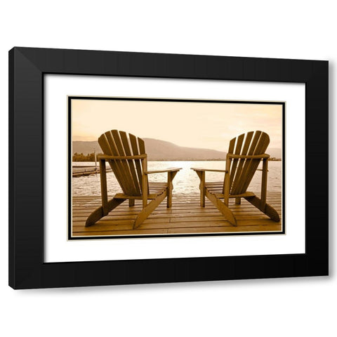 Two Adirondacks on Lake Black Modern Wood Framed Art Print with Double Matting by Pali, Frank