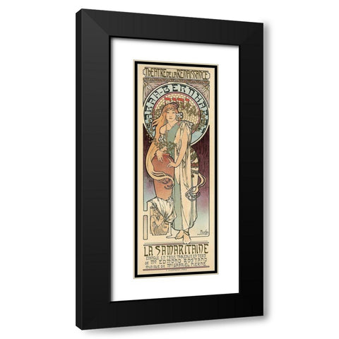 Sarah Bernhardt Black Modern Wood Framed Art Print with Double Matting by Mucha, Alphonse