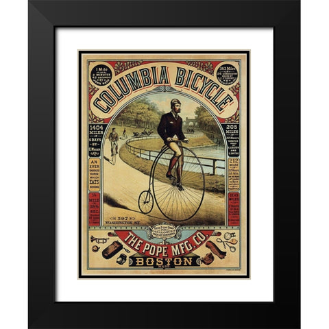 Columbia Bicycle Black Modern Wood Framed Art Print with Double Matting by Anon
