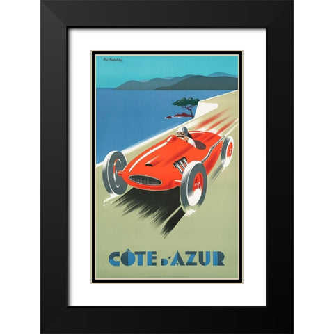Cote DAzur Black Modern Wood Framed Art Print with Double Matting by Fix Masseau, Pierre