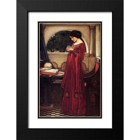 The Crystal Ball Black Modern Wood Framed Art Print with Double Matting by Waterhouse, J. W.