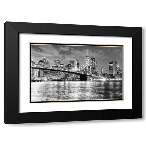 New York City Financial District Black Modern Wood Framed Art Print with Double Matting by Anon.