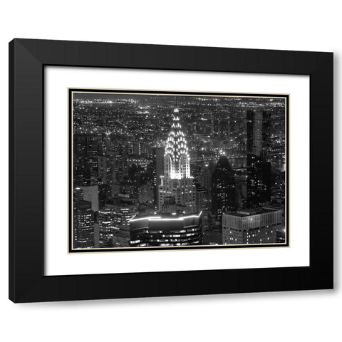 Night View of the Chrysler Building Black Modern Wood Framed Art Print with Double Matting by Gagliardi, Giovanni