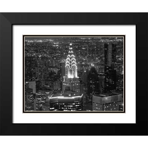 Night View of the Chrysler Building Black Modern Wood Framed Art Print with Double Matting by Gagliardi, Giovanni