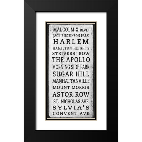 Harlem Signage 1 Black Modern Wood Framed Art Print with Double Matting by Anonymous