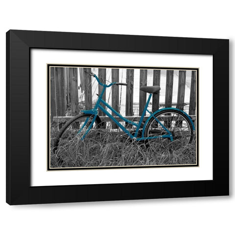 Teal Bike I. Black Modern Wood Framed Art Print with Double Matting by Anonymous