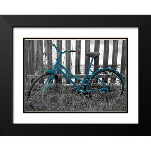 Teal Bike I. Black Modern Wood Framed Art Print with Double Matting by Anonymous