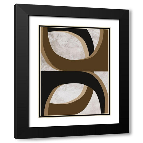 Curves, Abstract Black Modern Wood Framed Art Print with Double Matting by Inuit
