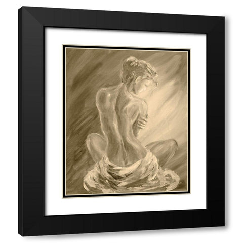 Beautiful Woman Reclining Black Modern Wood Framed Art Print with Double Matting by Anker