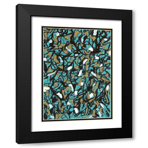 Mosaic Abstract 103 Black Modern Wood Framed Art Print with Double Matting by Carroccio, Lisa