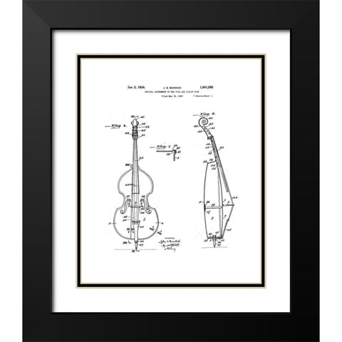 Cello Diagram Black Modern Wood Framed Art Print with Double Matting by Anonymous