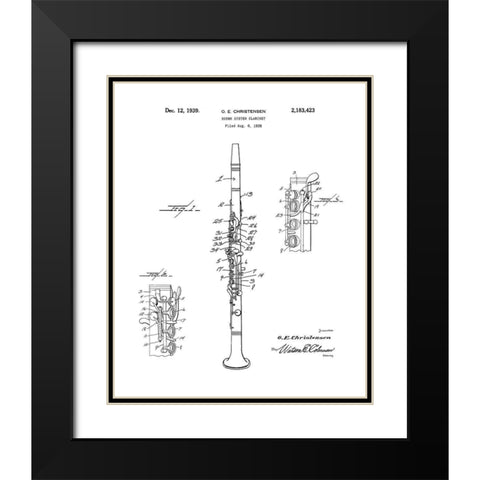 Clarinet Diagram Black Modern Wood Framed Art Print with Double Matting by Anonymous