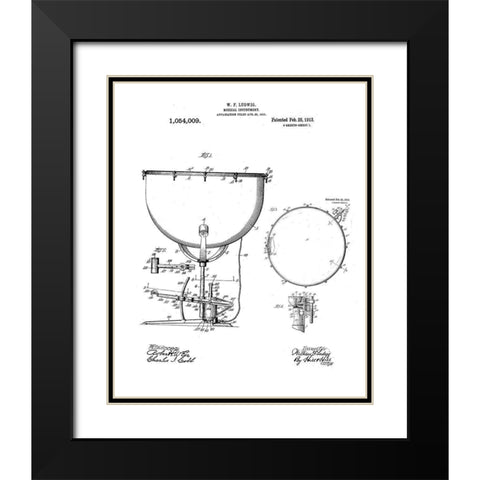 Kettle drum Diagram Black Modern Wood Framed Art Print with Double Matting by Anonymous