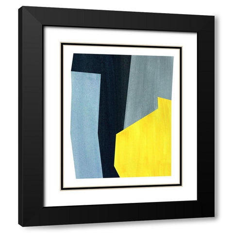 Yellow and Grey Abstract Black Modern Wood Framed Art Print with Double Matting by Inuit