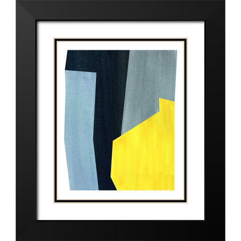 Yellow and Grey Abstract Black Modern Wood Framed Art Print with Double Matting by Inuit