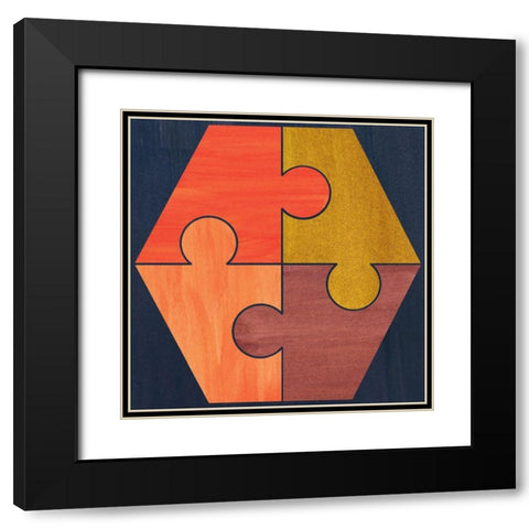 Patterned Hexagon Black Modern Wood Framed Art Print with Double Matting by Inuit
