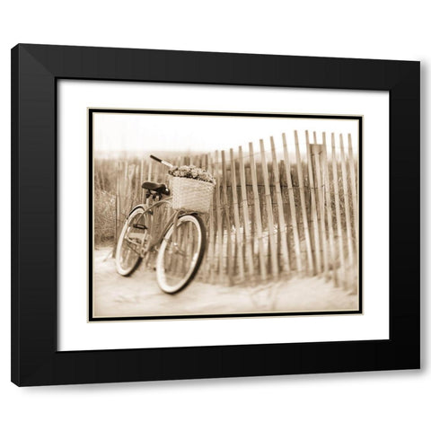 Bike by Beach Fence Black Modern Wood Framed Art Print with Double Matting by Anonymous