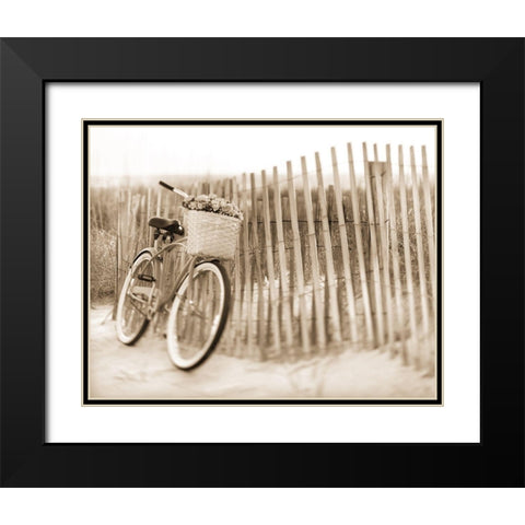 Bike by Beach Fence Black Modern Wood Framed Art Print with Double Matting by Anonymous