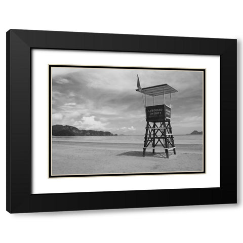 Lifeguard Observation Tower Black Modern Wood Framed Art Print with Double Matting by Anonymous
